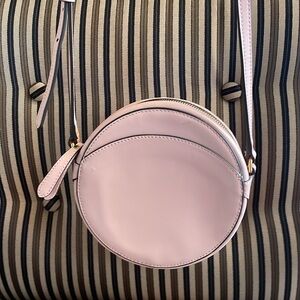 Banana republic pink round leather crossbody canteen bag